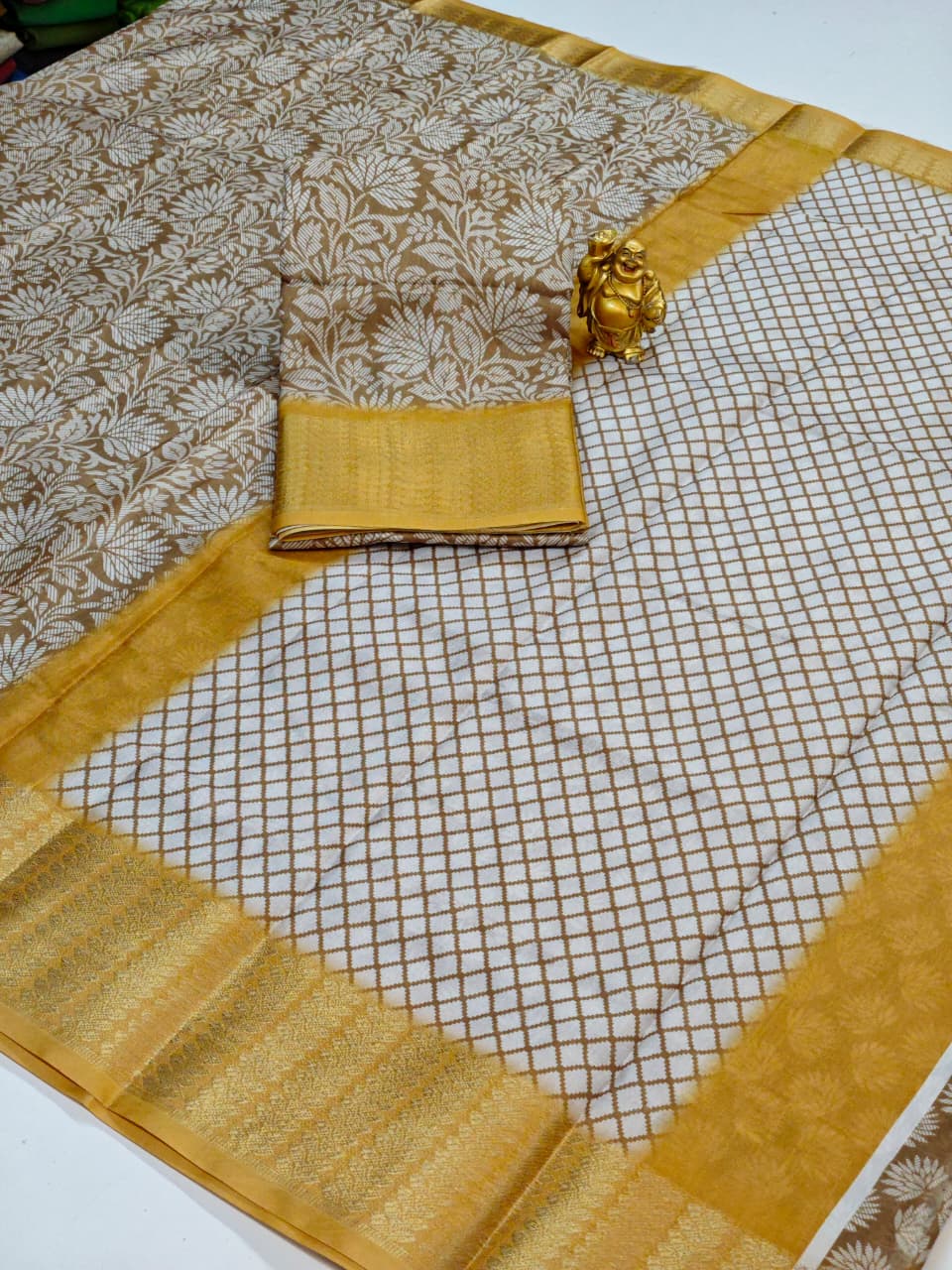 Hand-Block Printed Kalamkari Cotton-Silk Saree